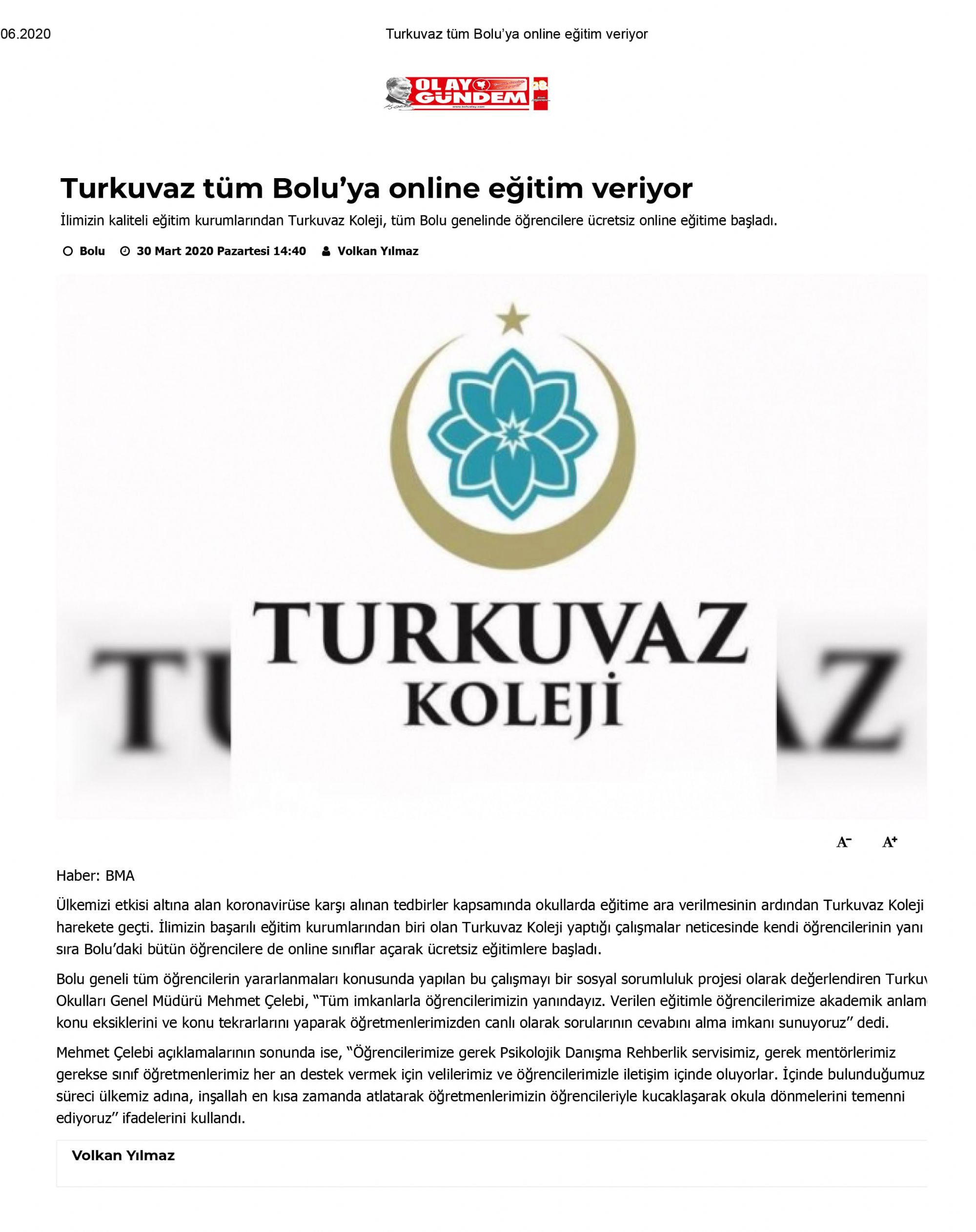 Turkuaz Tm Bolu'ya Eitim Veriyor